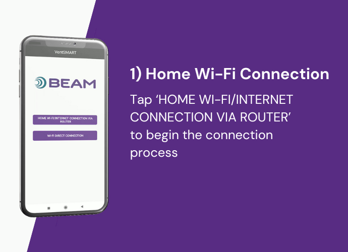 Home wifi connection ventsmart app