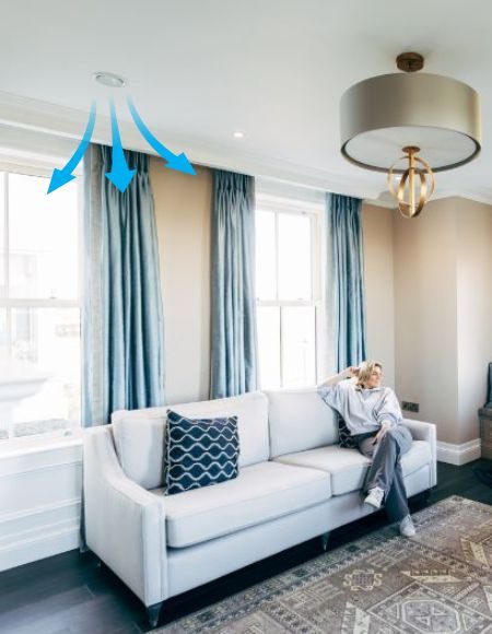 MVHR supply ceiling valve in living room