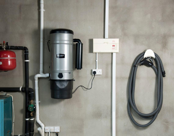 Beam central vacuum unit installed